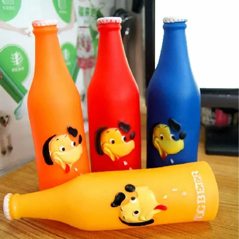 New Dog Toys Silicone Beer Bottle Chew Squeaky Toys