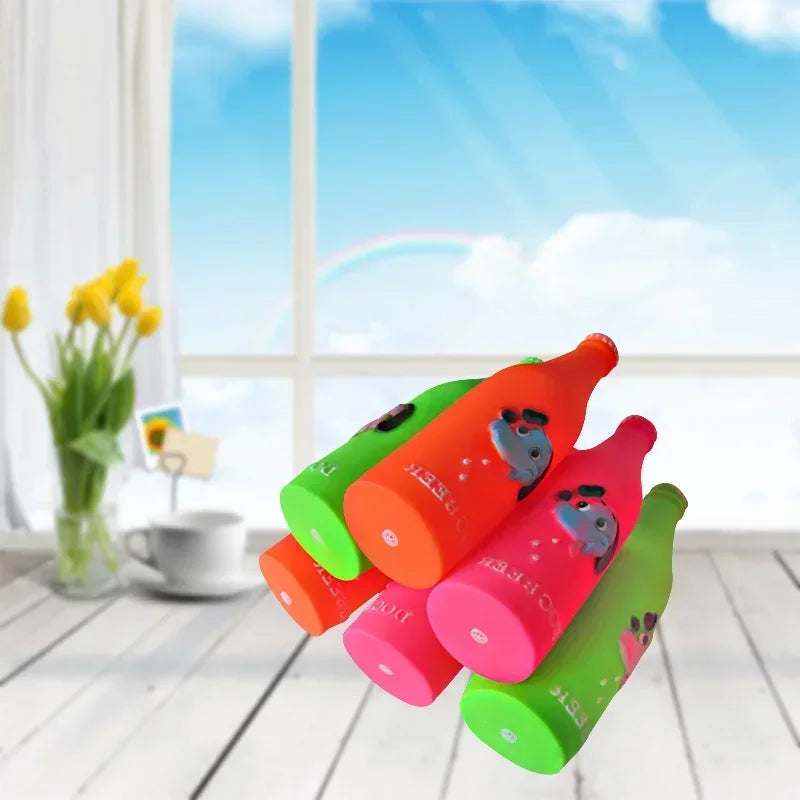 New Dog Toys Silicone Beer Bottle Chew Squeaky Toys