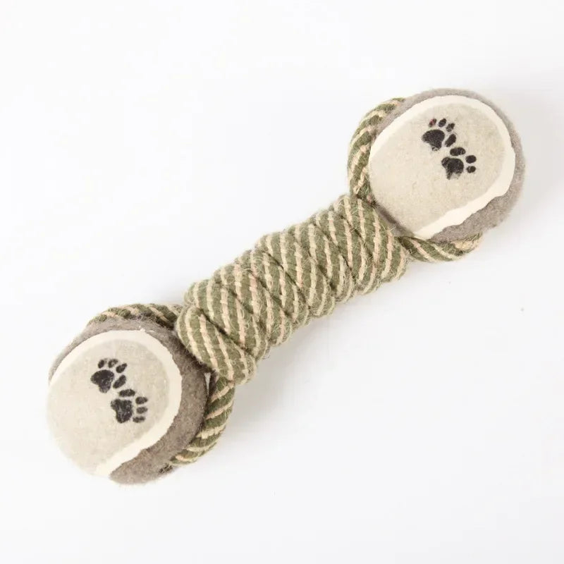 Pets Chew Toy Cotton Rope Tennis Dumbbell Rubbertoy Ball