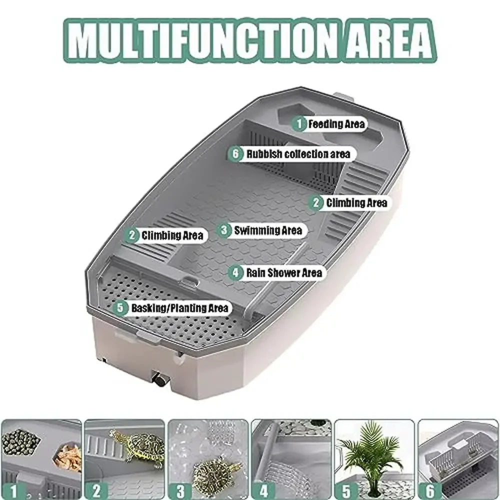 Acrylic Turtle Tank with 5 Inch Fence Hollow Lid 360 Degree Design