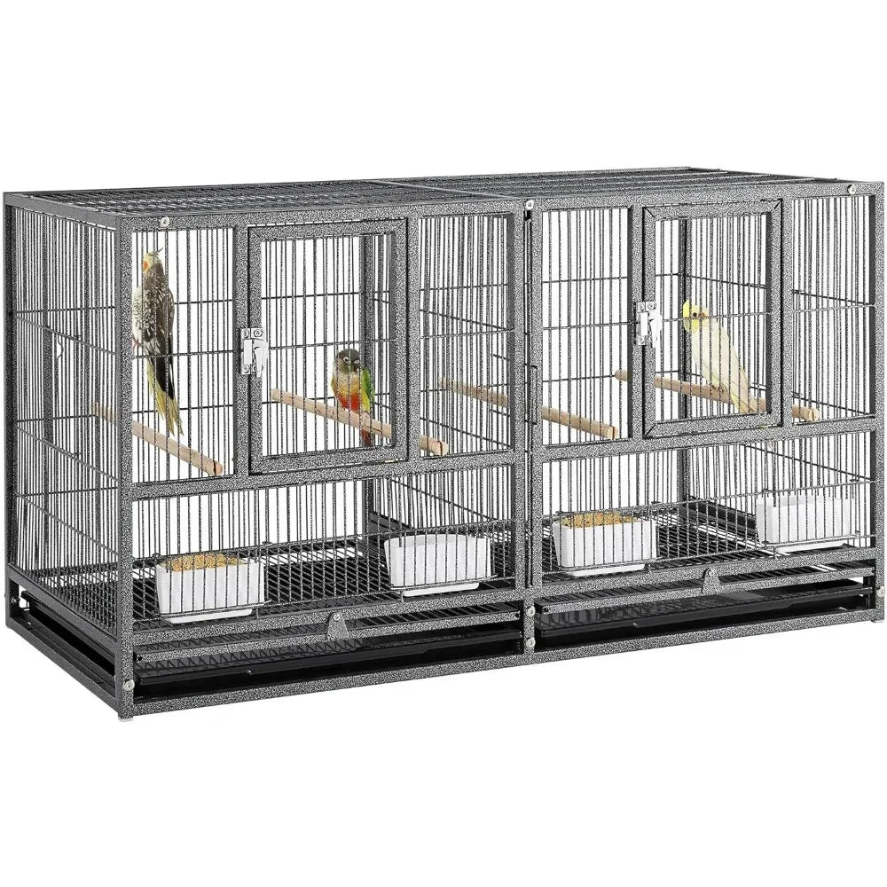 Stackable Bird Cage Divided Breeder Breeding Parakeet Cage Black