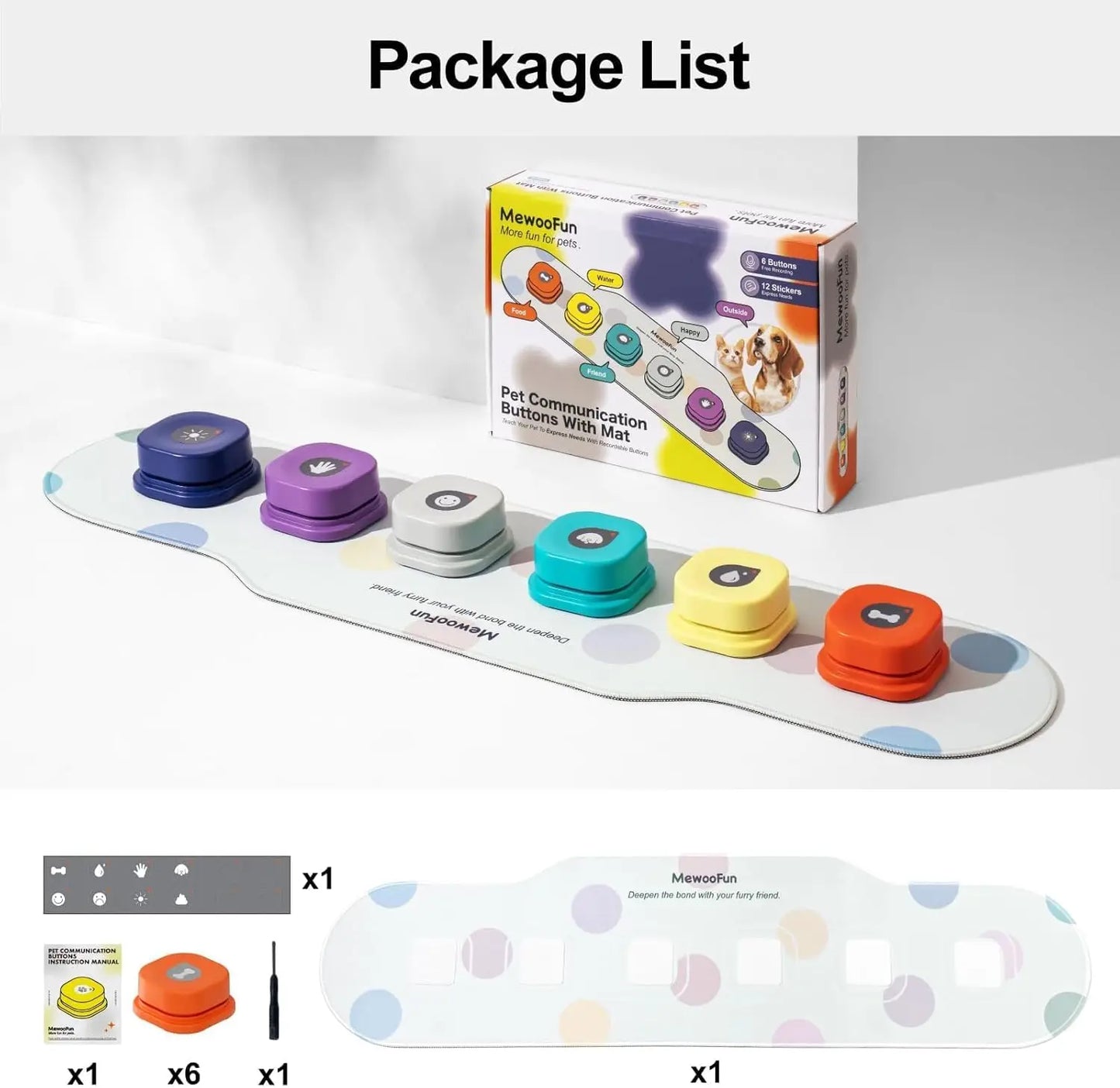 Mewoofun Dog Buttons Training Words Set 6 Packs Starter Pack