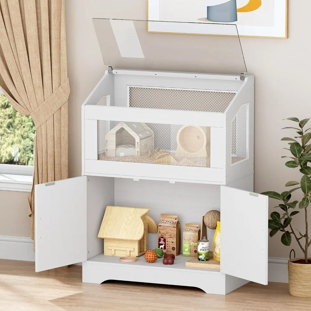 Hamster Cage with Storage Cabinet for Small Animals