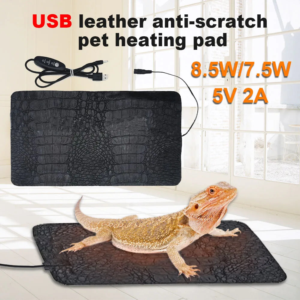 Pet Heating Pad Reptile Warm Heater USB Electric Blanket