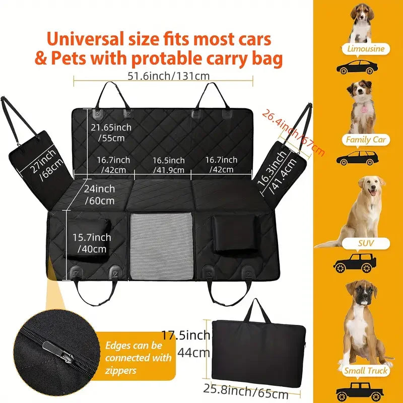 Ultimate Waterproof Dog Car Seat Cover with Anti-Slip Design