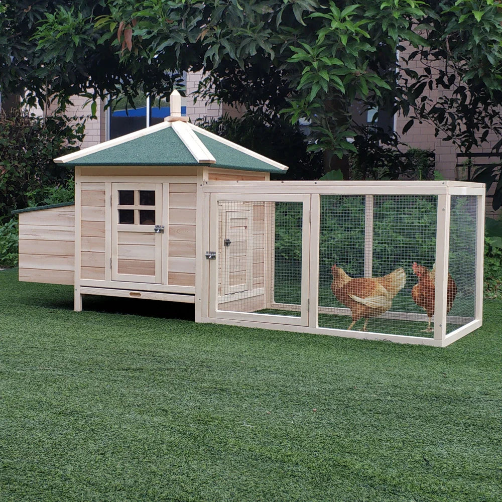 PawHut 77" Wooden Chicken Coop with Nesting Box for Backyard
