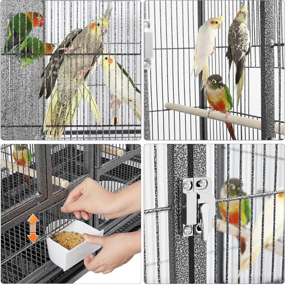 Stackable Bird Cage Divided Breeder Breeding Parakeet Cage Black