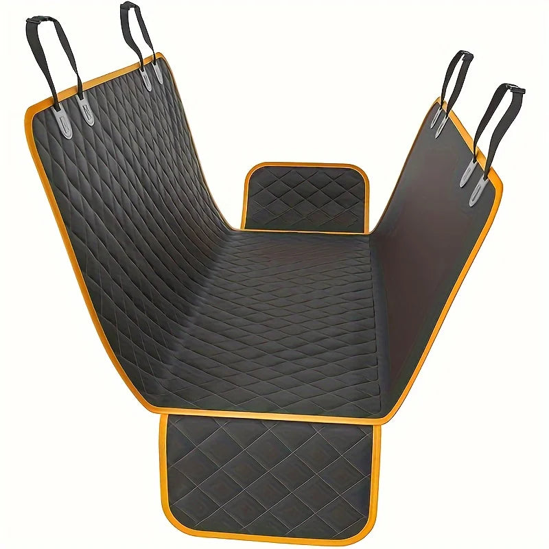 A Black Pet Car Mat With Gray Edging 100% Waterproof