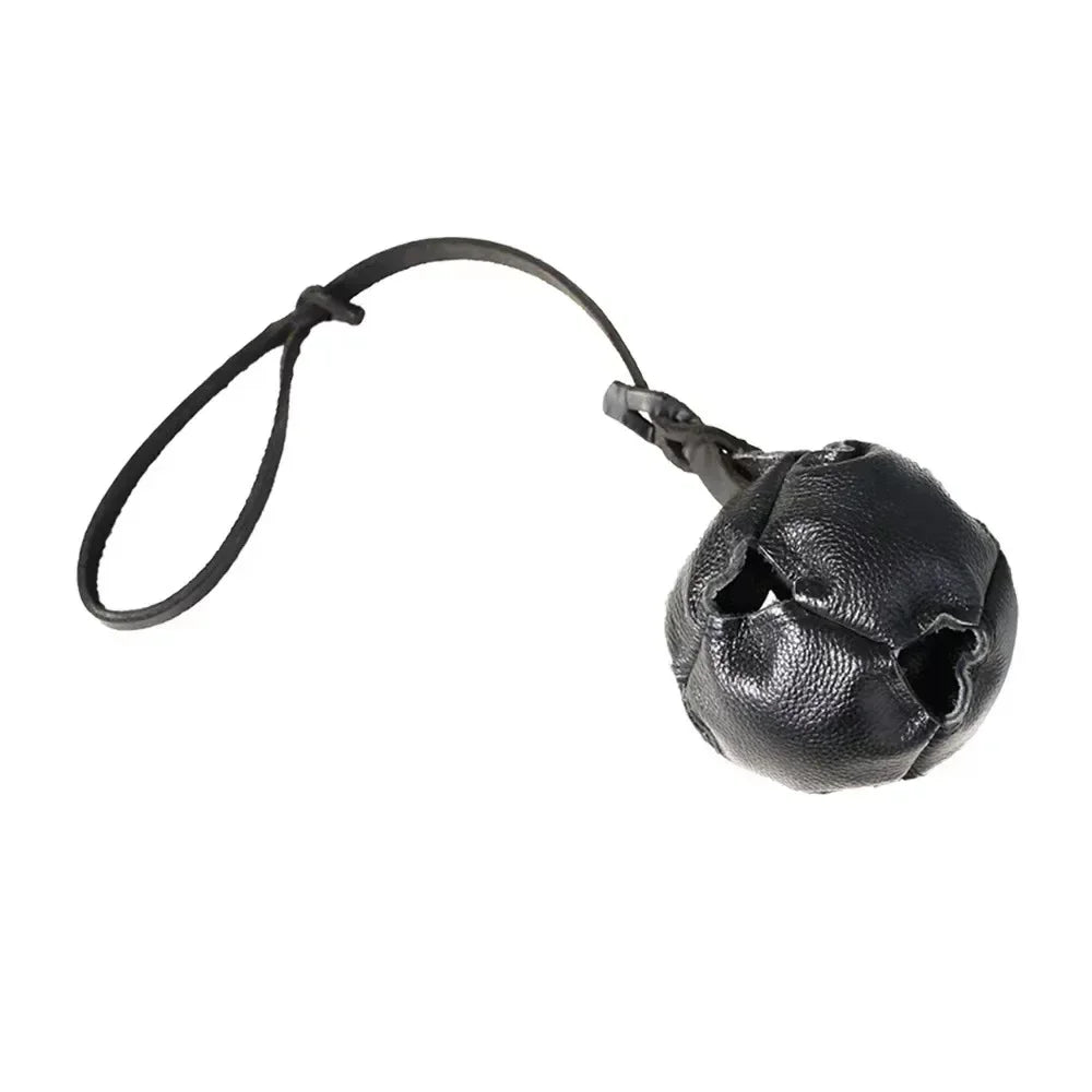 Leather Dog Training Ball Toy with Handle for Fetch Play