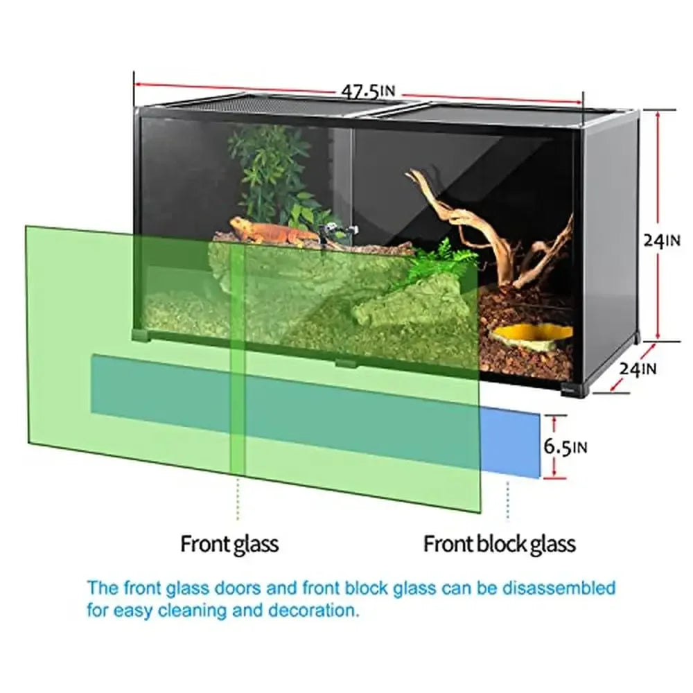 Large Reptile Terrarium Tank 120 Gallon Eco-Tank with Security Lock