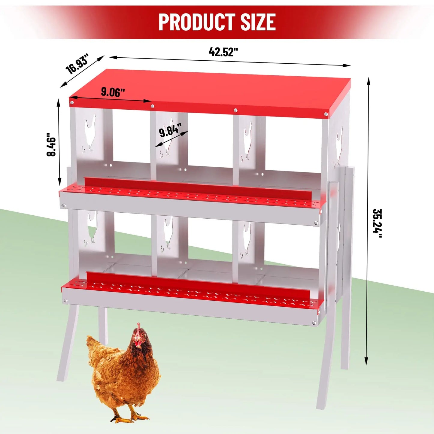 Nesting Boxes for Chickens, 6 Compartment Box with Legs