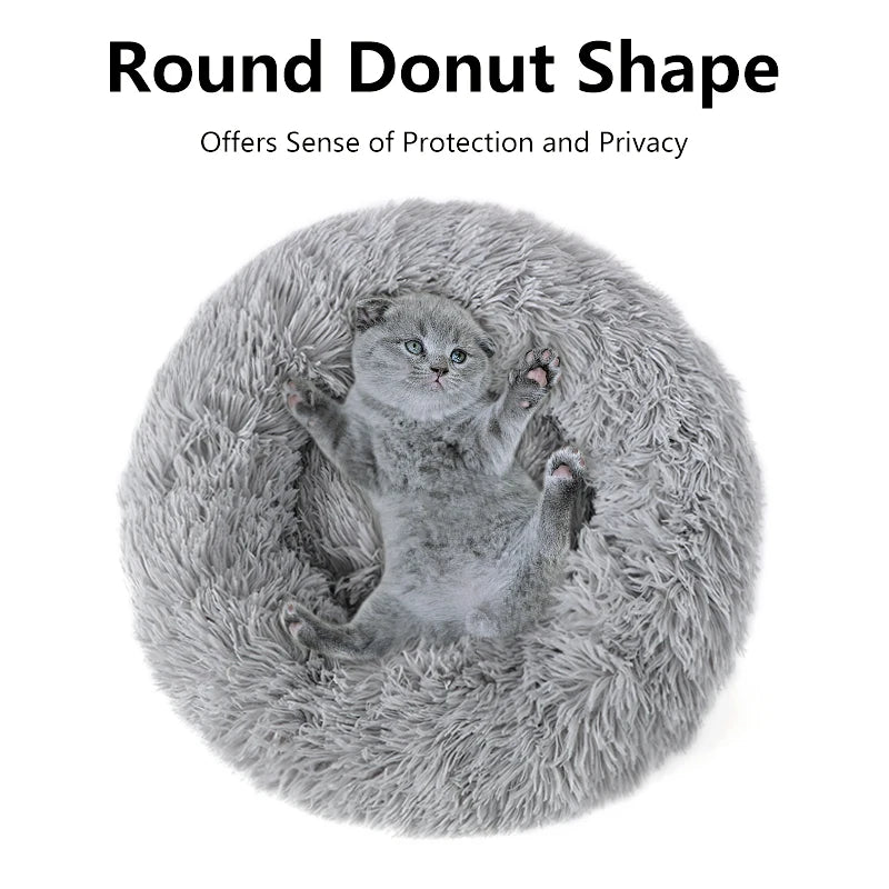 50-100cm Calming Donut Bed For Dog and Cat Super Soft Plush