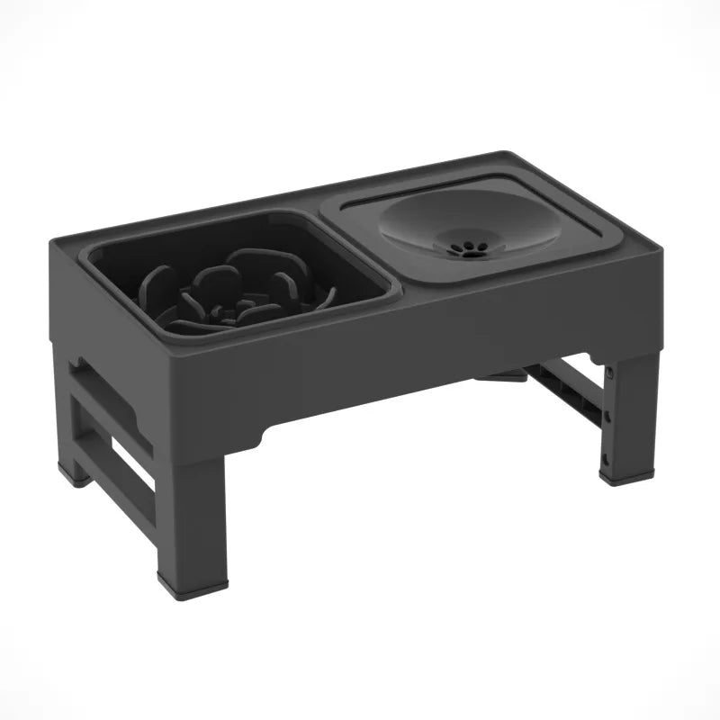Elevated Dog Food Slow Feeder 4 Adjustable Heights Bowl Stand