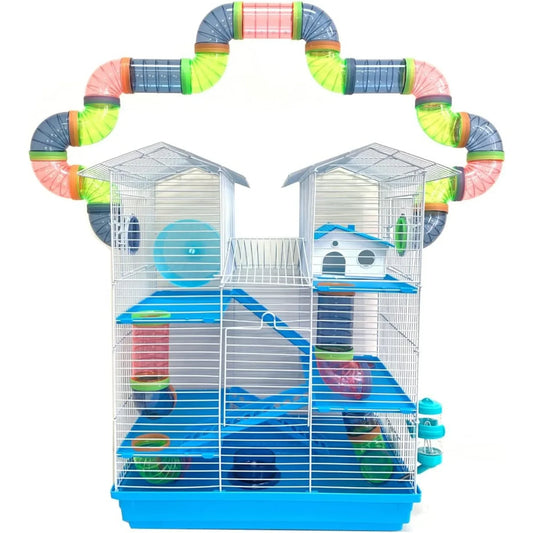 5-Level Large Crossover Twin Towner Tube Tunnel Habitat Cage