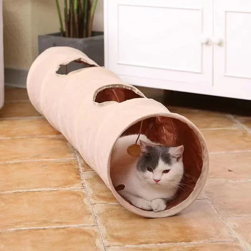 Pet Cat Toys Big Long Cat Tunnel with Ball Foldable Suede