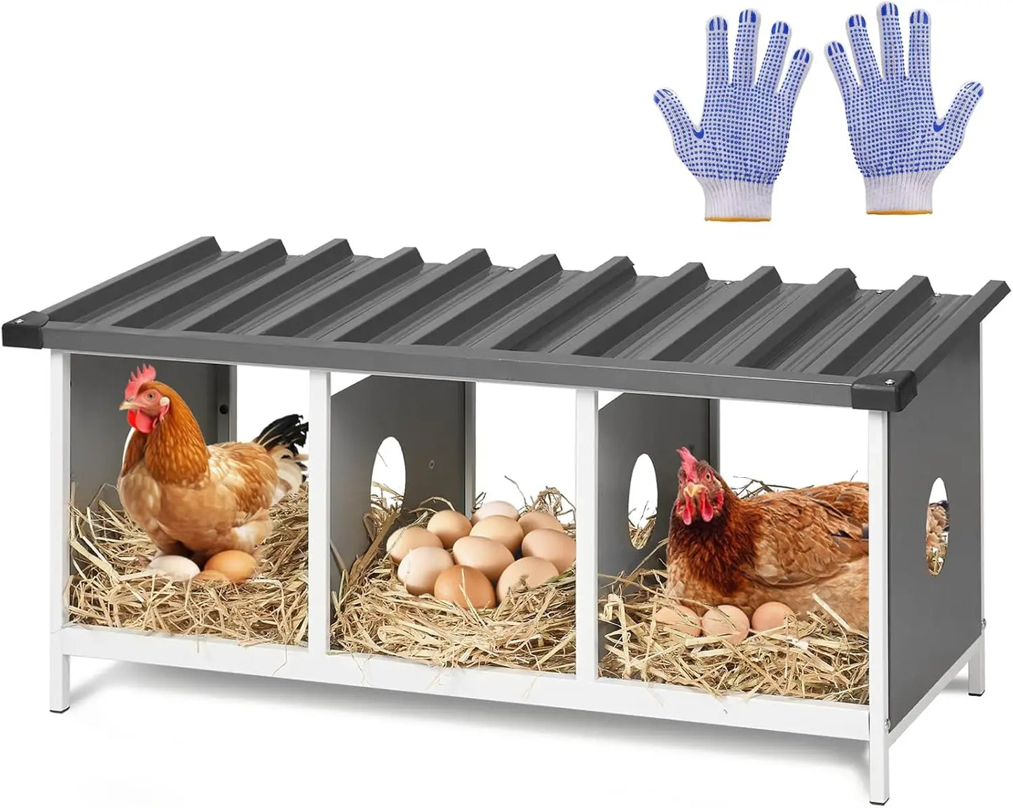 3 Compartments Nesting Box for Hens Metal Egg Laying Box