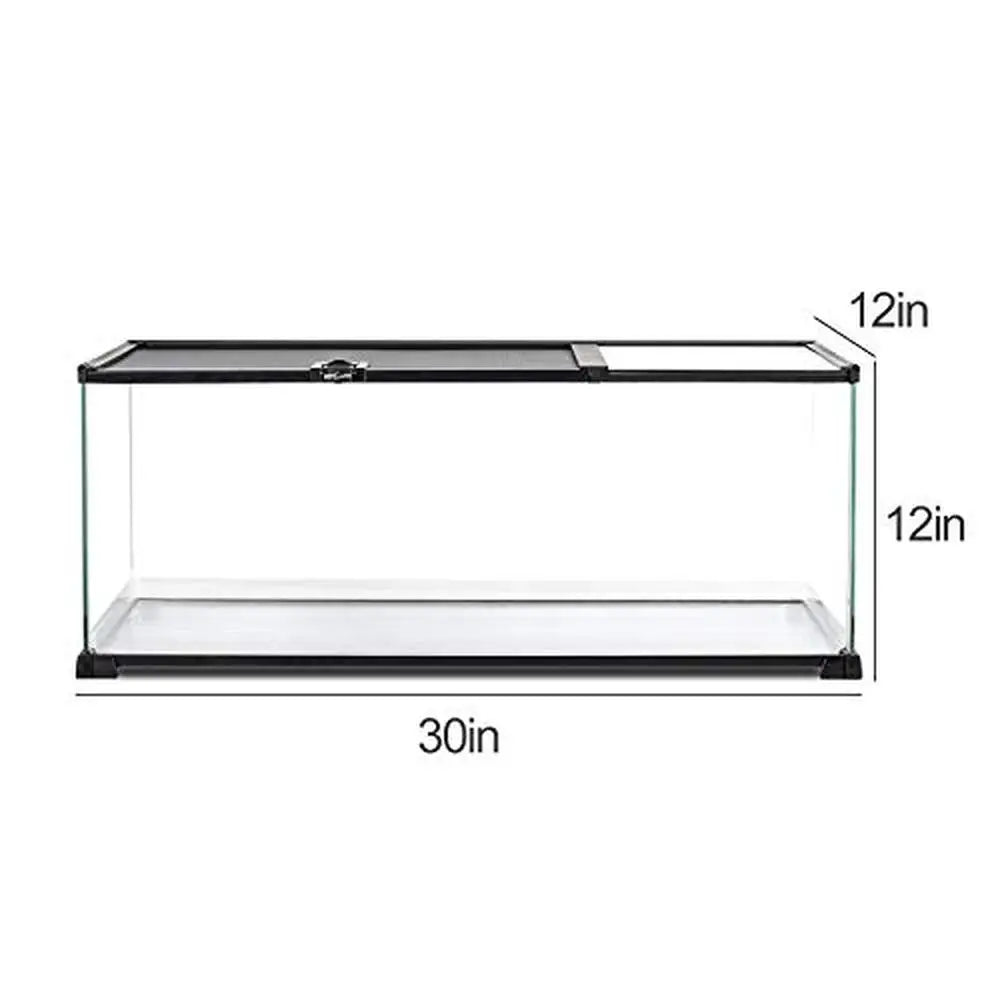 20 Gallon Dual Top Sliding Reptile Glass Terrarium Easy Clean Tank