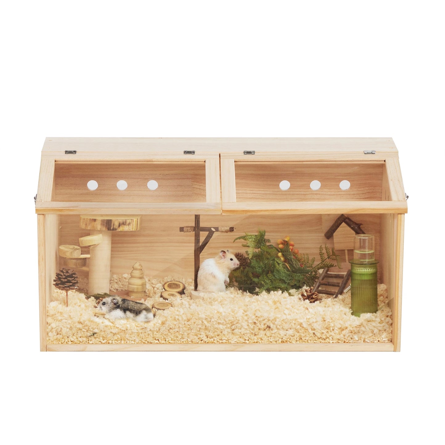 Middle Transparent Wooden Hamster Cage for Small Animals