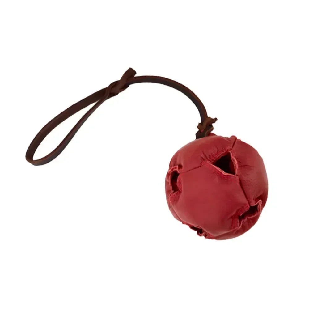 Leather Dog Training Ball Toy with Handle for Fetch Play
