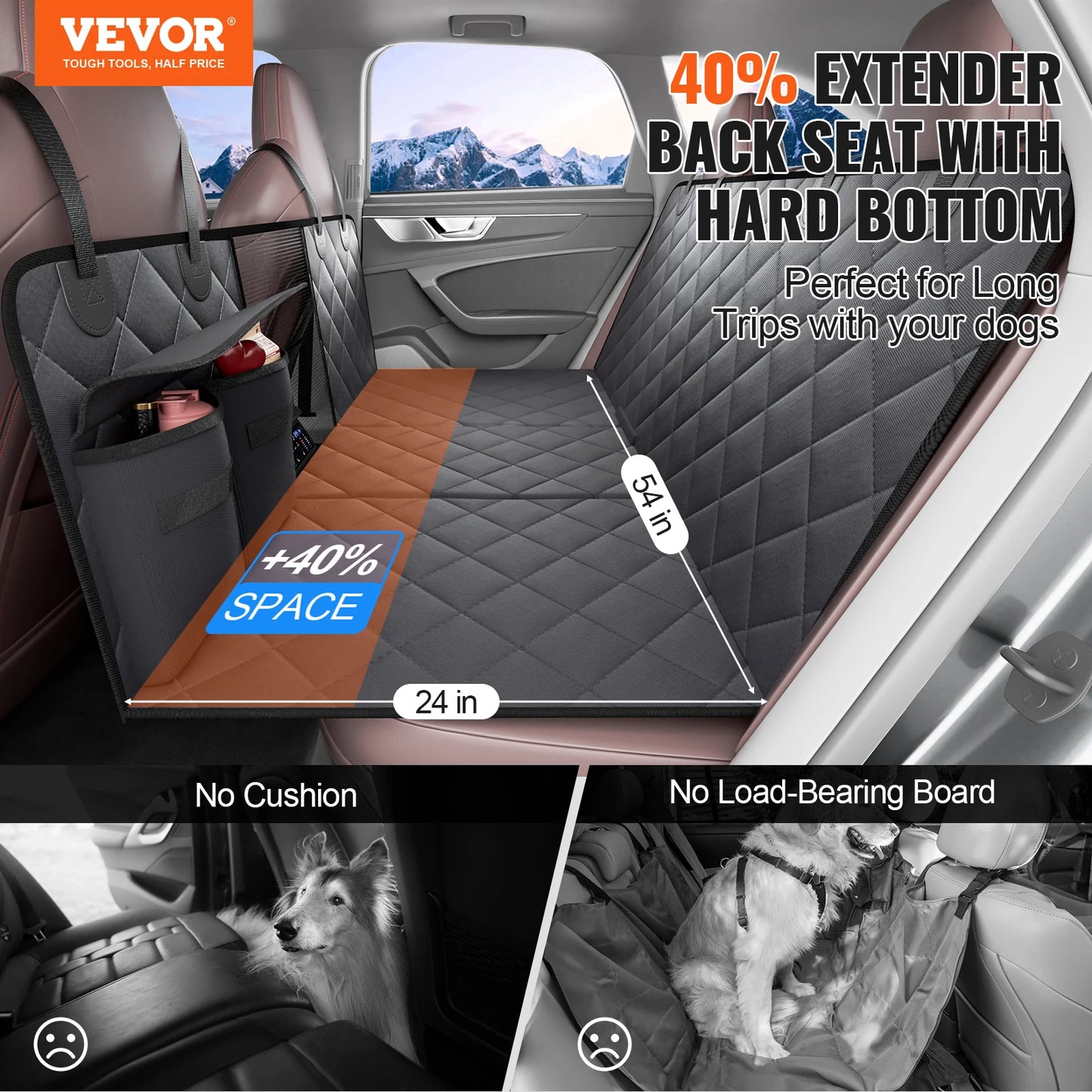 VEVOR Back Seat Extender for Dogs Waterproof Car Cover