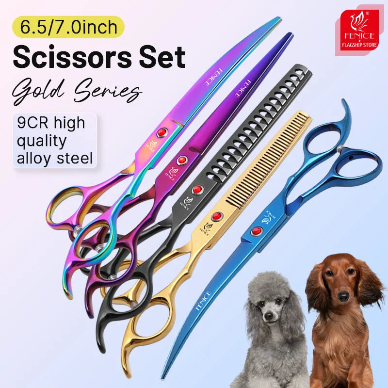 Fenice Classical Model Homeuse 9cr Steel Dog Grooming Scissors Set
