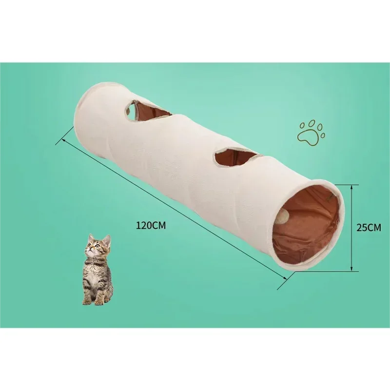 Pet Cat Toys Big Long Cat Tunnel with Ball Foldable Suede