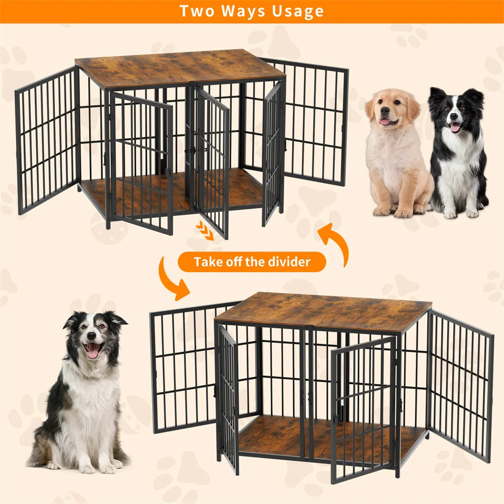 1Pcs Ultra Thicken Dog Crate Cage with 4 Doors and Divider