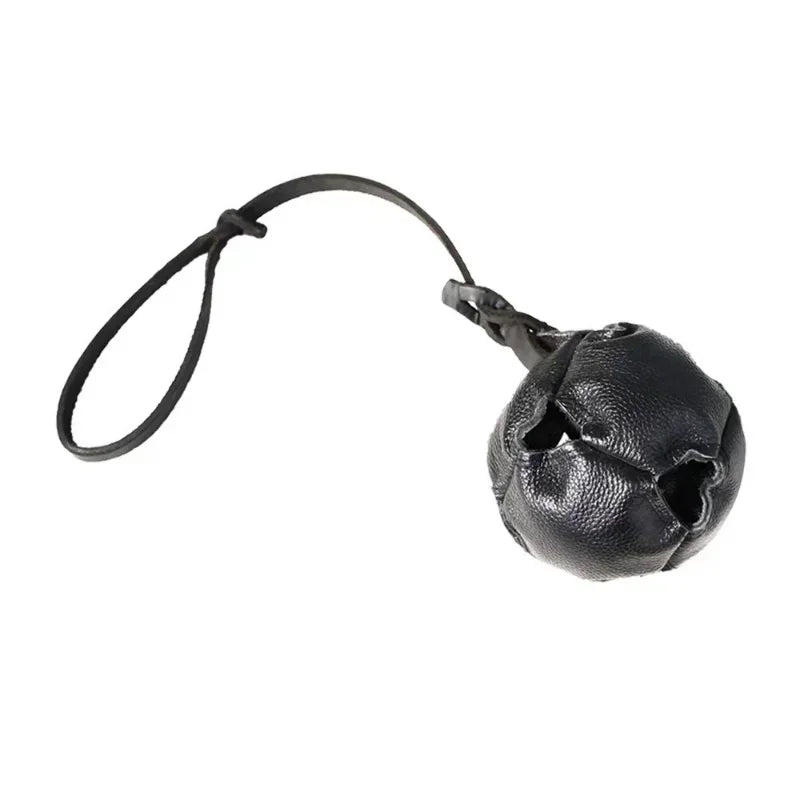 Leather Dog Training Ball Toy with Handle for Fetch Play