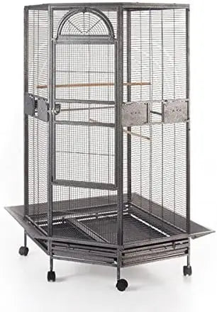 Corner Bird Cage for Cockatiel Parakeet Black and White