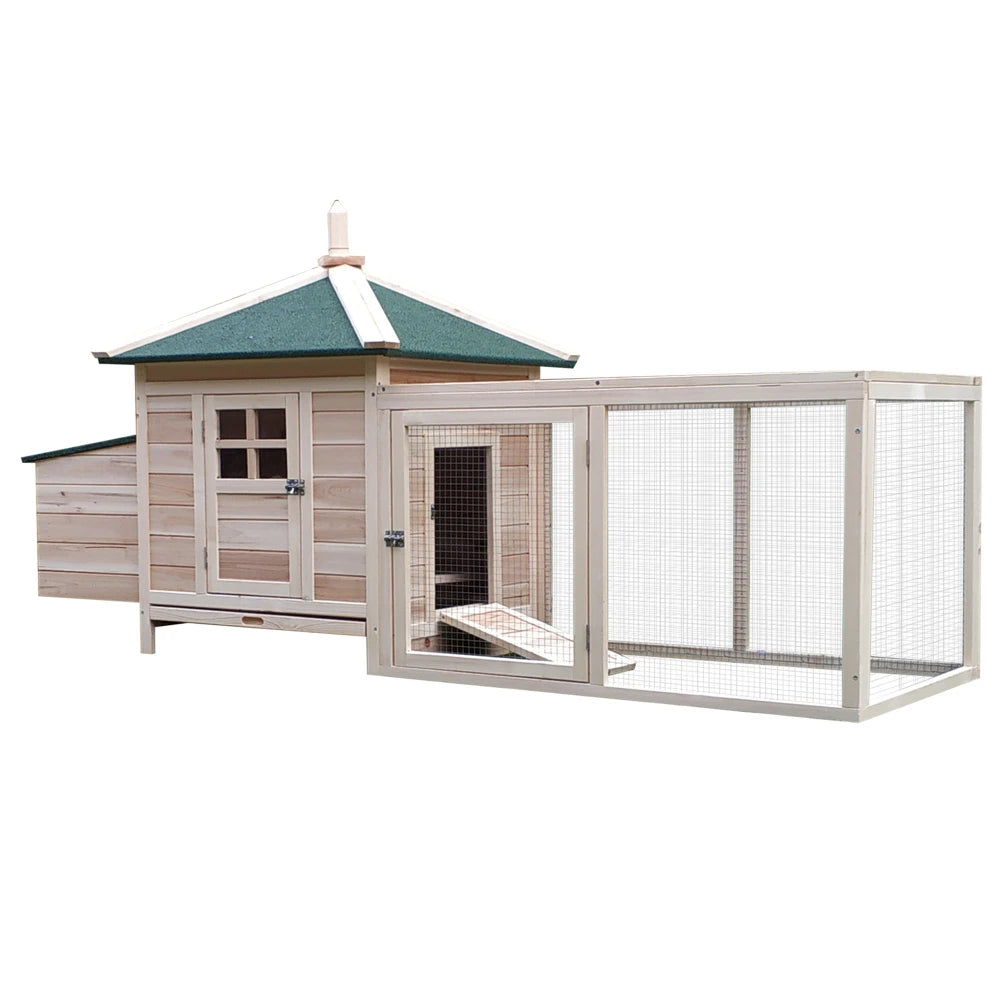 PawHut 77" Wooden Chicken Coop with Nesting Box for Backyard