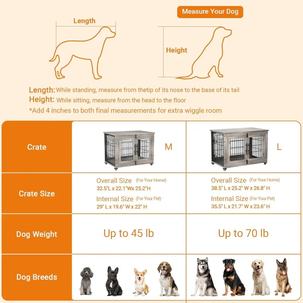 Dog Crate Furniture for Medium Dogs, Kennel Indoor Table