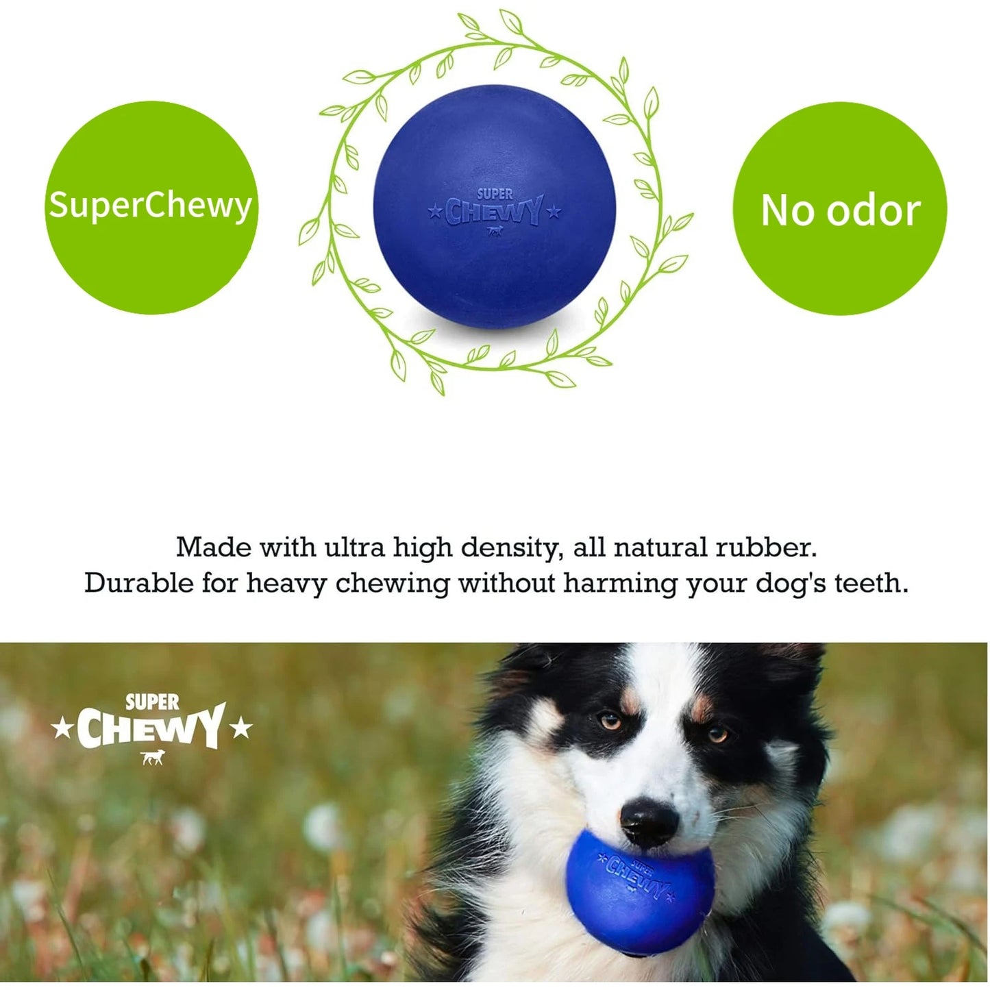 SuperChewy Tough Dog Ball Toy for Aggressive Chewers