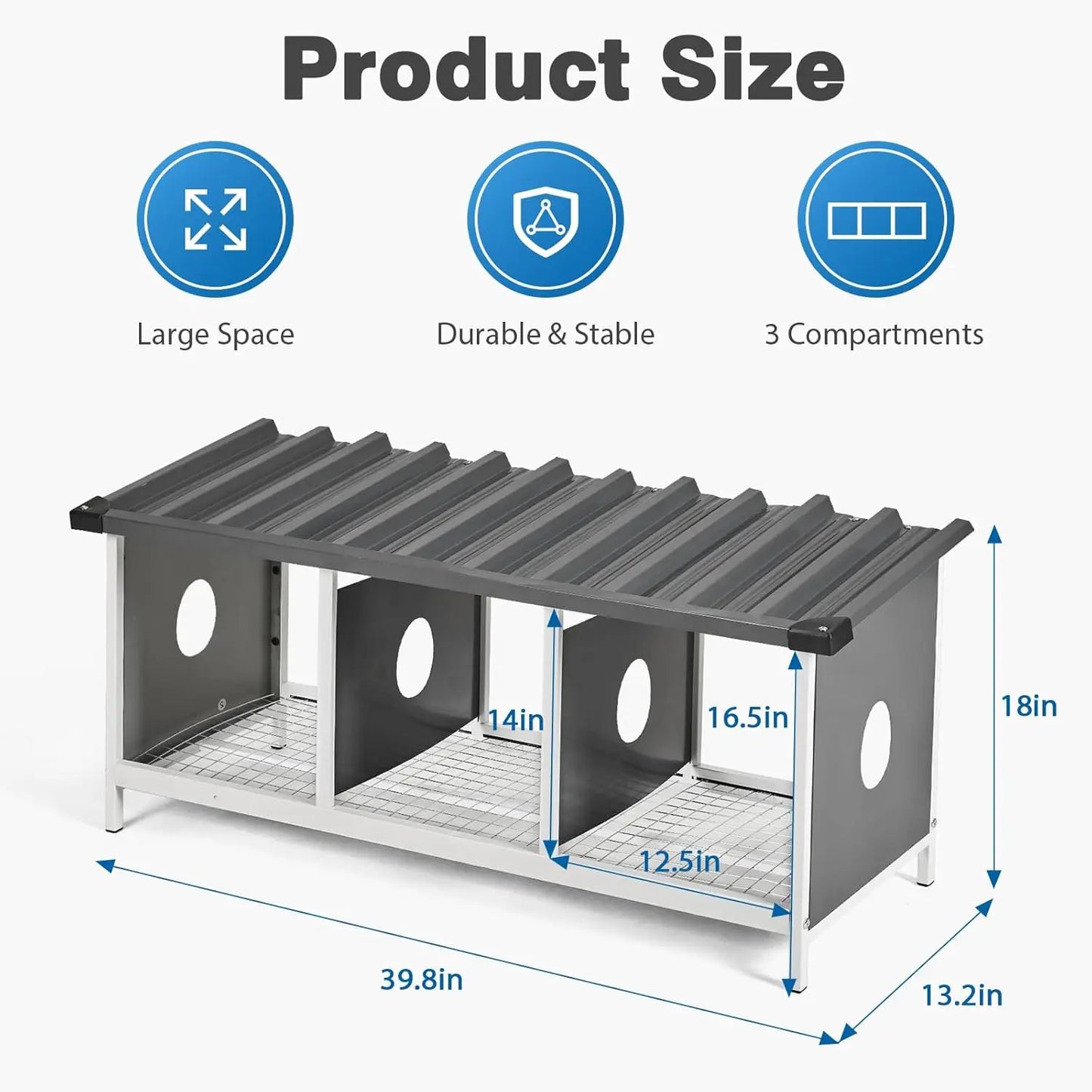 3 Compartments Nesting Box for Hens Metal Egg Laying Box