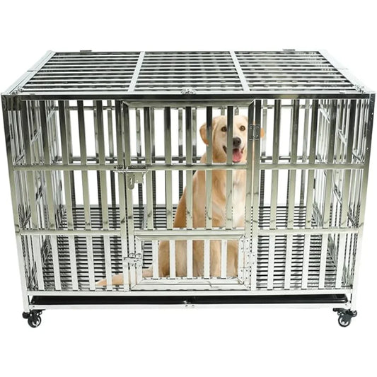 47 Inch Stainless Steel Dog Cage for Large Medium Small Dogs