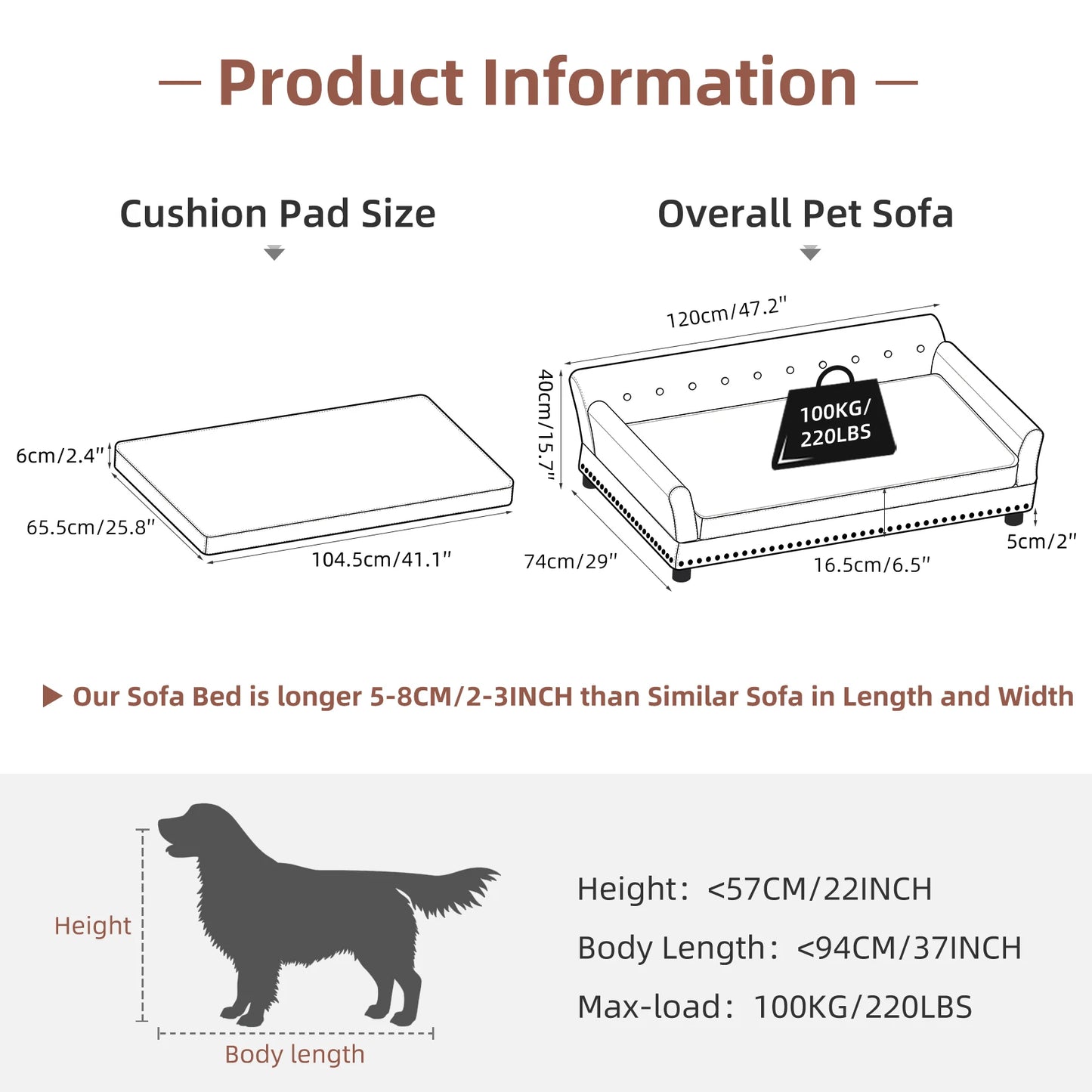 Elevated Dog Bed Sofa Microfiber Leather Cover Luxurious Pet Chair