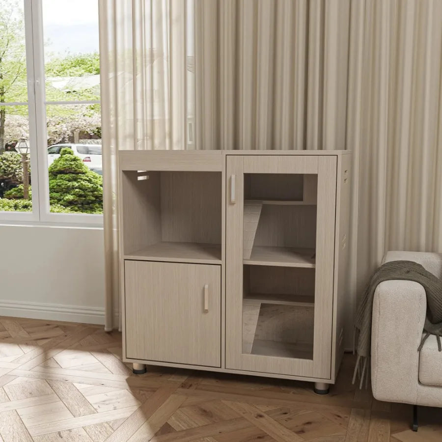 4-Tier Wood Hamster Cage with Storage Cabinet Large Habitat