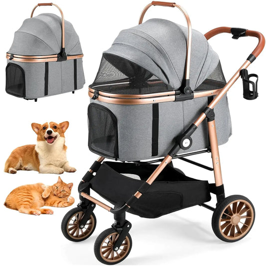 2in1 Dog Buggy Stroller Dog Box For Car, 360° High Wheels