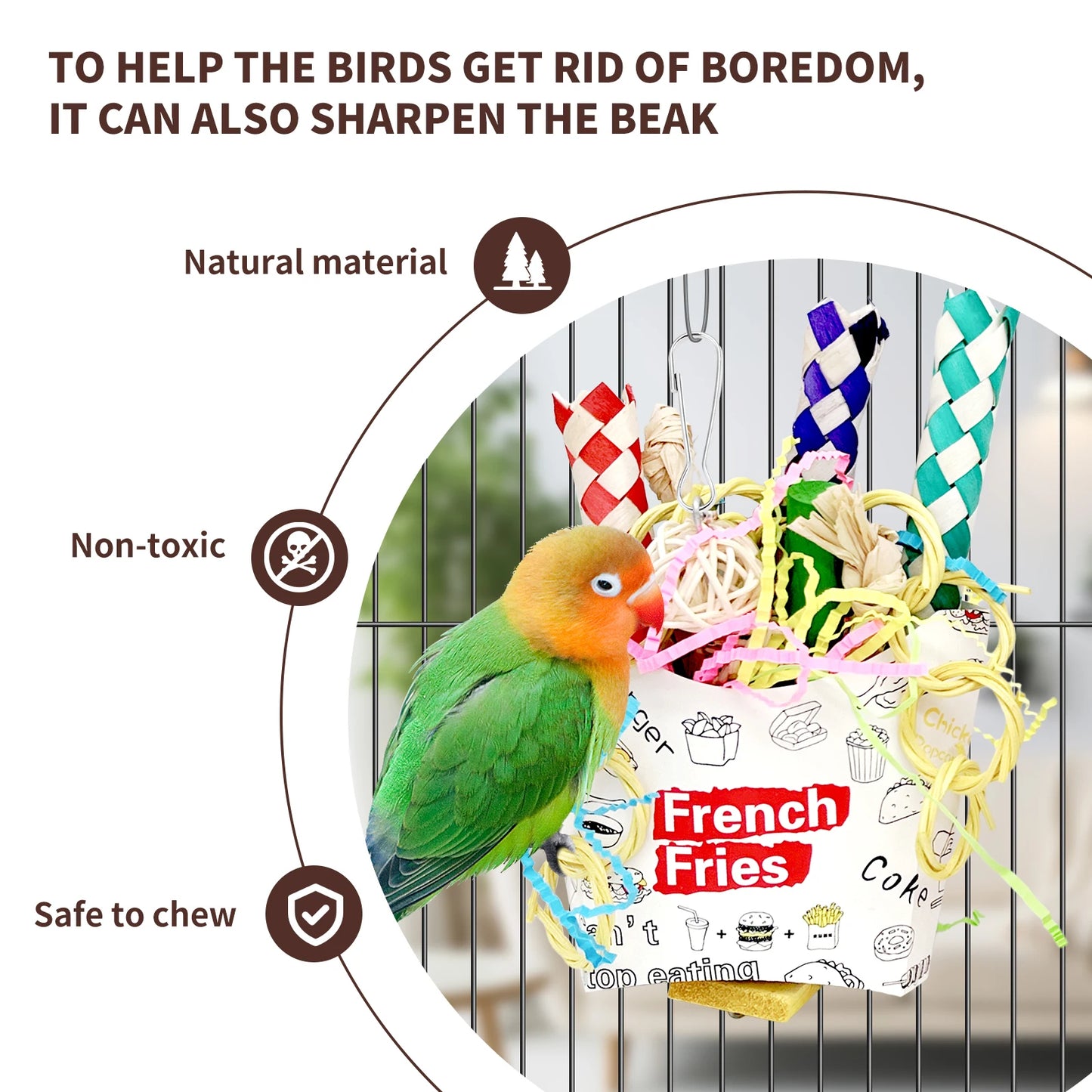 Bird Toys, 3PCS Bird Shredding Toys for Parrot Cage