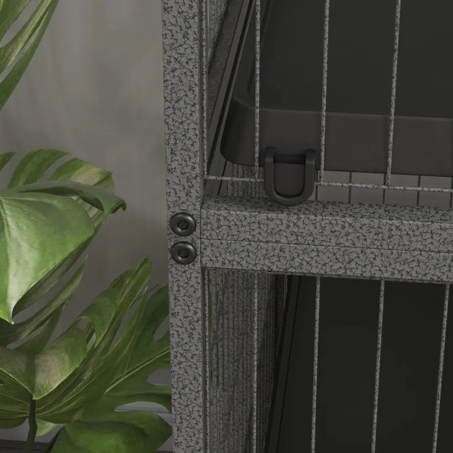 50 Inch 5 Tier Small Animal Cage Multi Door Heavy Duty Steel Wire Pet Habitat Gray