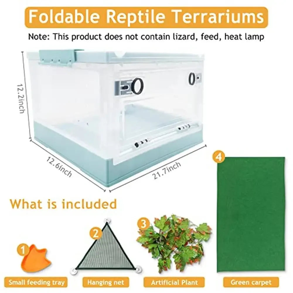 Foldable Terrarium Kit Reptiles with Wheels Easy to Move