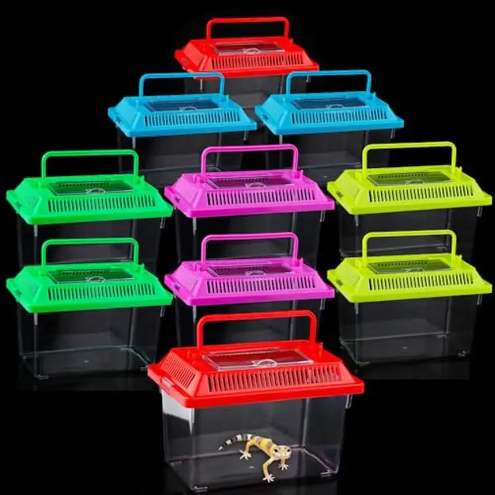 10pc Plastic Reptile Carrier Box with Lid 7L x 4.3W x 4.3H