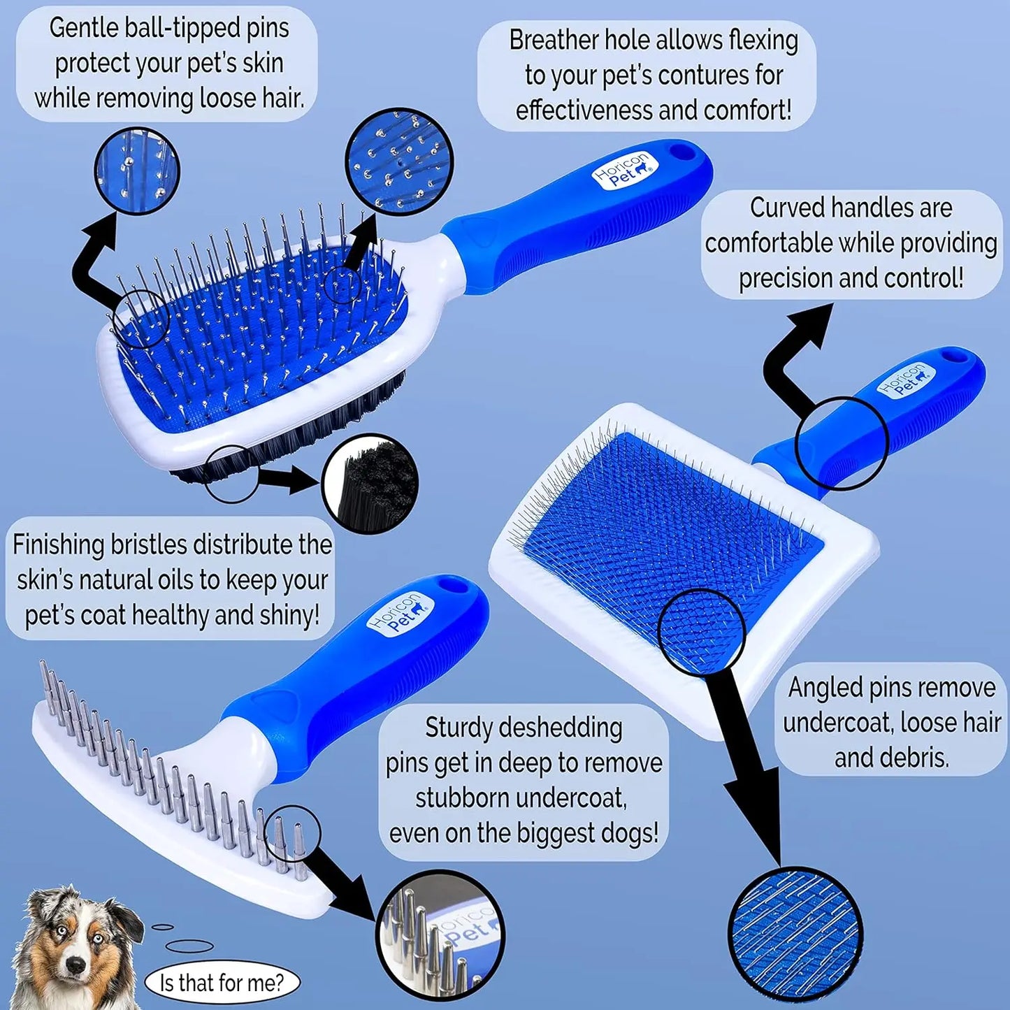 Premium Dog Brush Set for Grooming - Ball Pin and Slicker