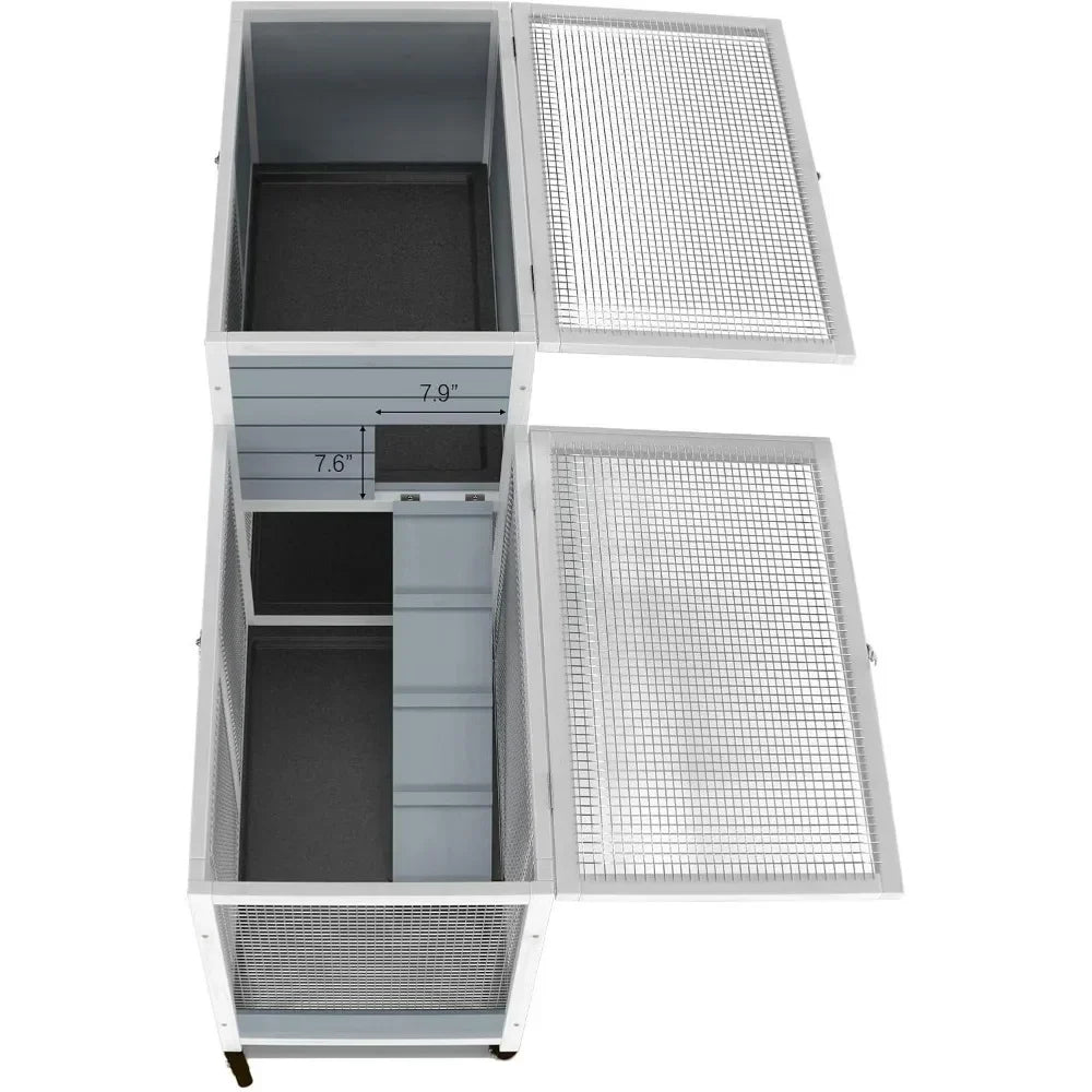 Two Floors 58" Wooden Indoor Bunny Hutch Rabbit Cage