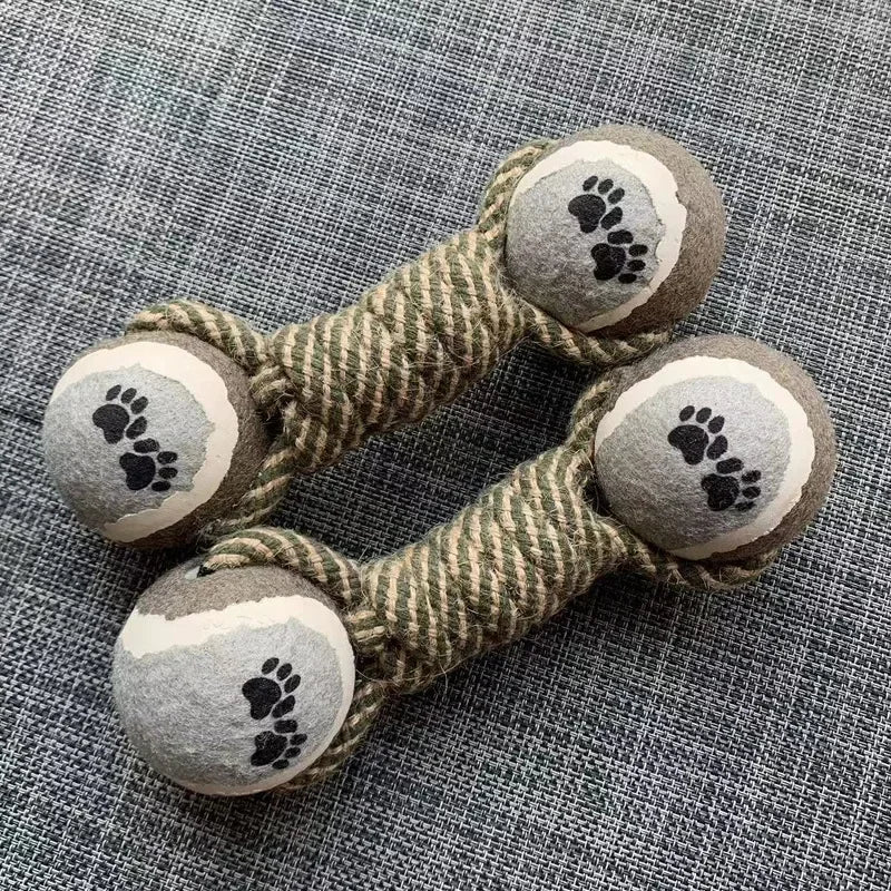 Pets Chew Toy Cotton Rope Tennis Dumbbell Rubbertoy Ball
