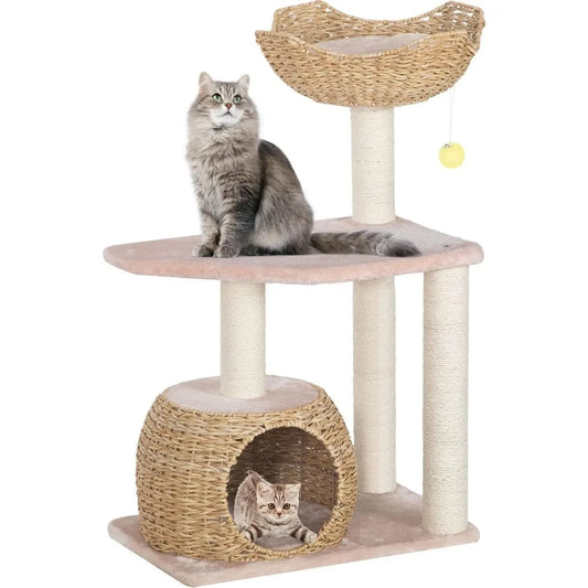 Modern Wood Tree for Indoor Cats Multi-Level Cat Tower
