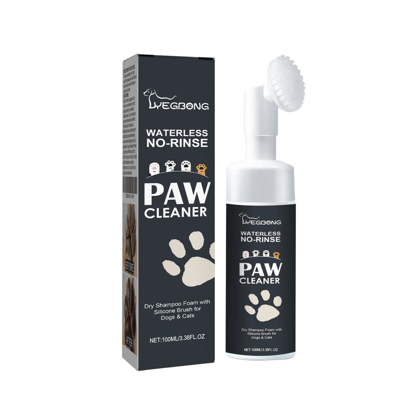 Yegbong 100ml Pet Paw Cleaner Foam Rinse-Free Dog Cat Cleaner