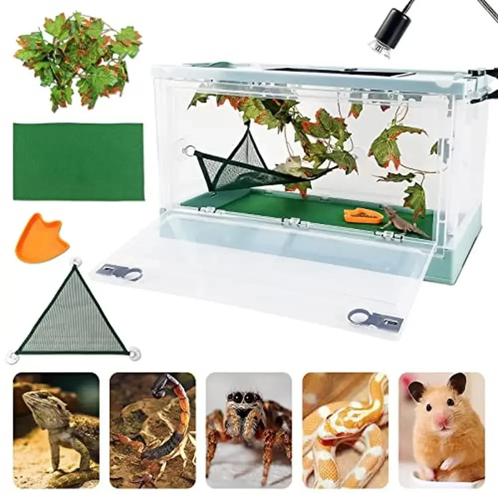 Foldable Terrarium Kit Reptiles with Wheels Easy to Move