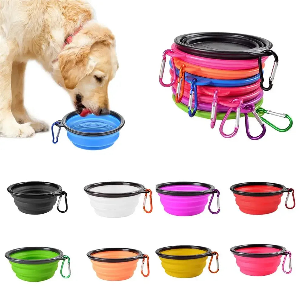 Collapsible Pet Silicone Dog Food Water Bowl Outdoor Travel