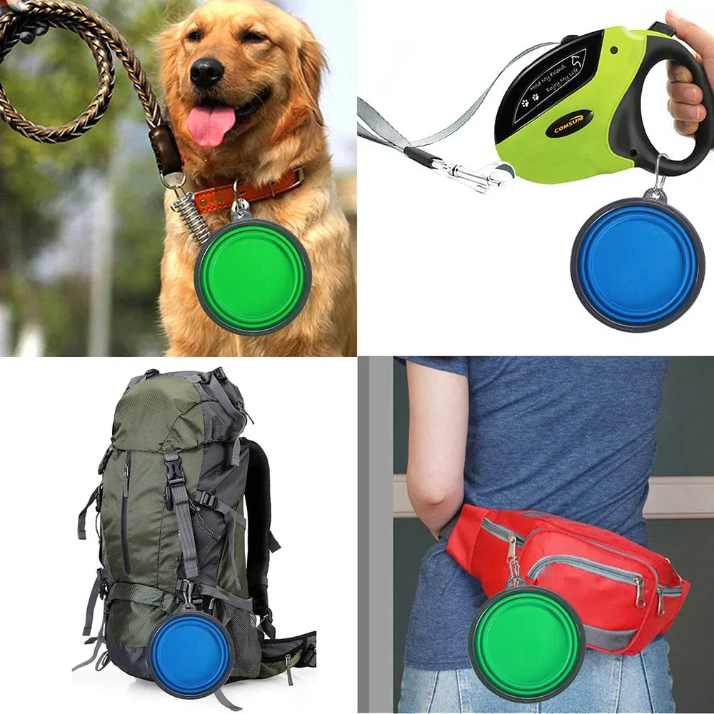 Collapsible Pet Silicone Dog Food Water Bowl Outdoor Travel