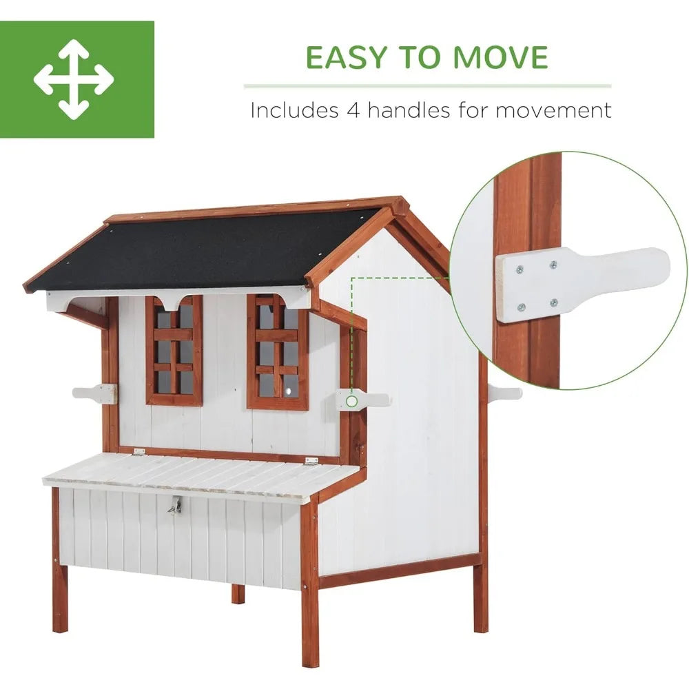 47 Inch Chicken Coop Wooden House Rabbit Hutch Portable Hen Pen